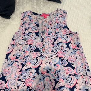 Lilly Pulitzer Pink and Blue Paisley Tank Top